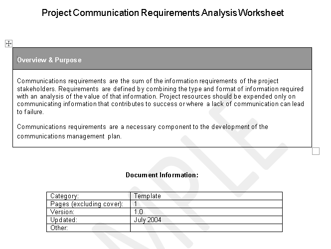 📋Communications Requirements Analysis – Word   ⭐️⭐️⭐️⭐️⭐️