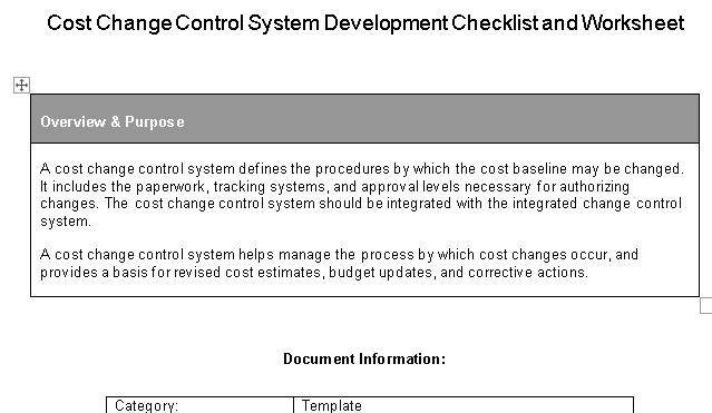 🧾 Cost Change Control System – Word Template ⭐️⭐️⭐️⭐️⭐️