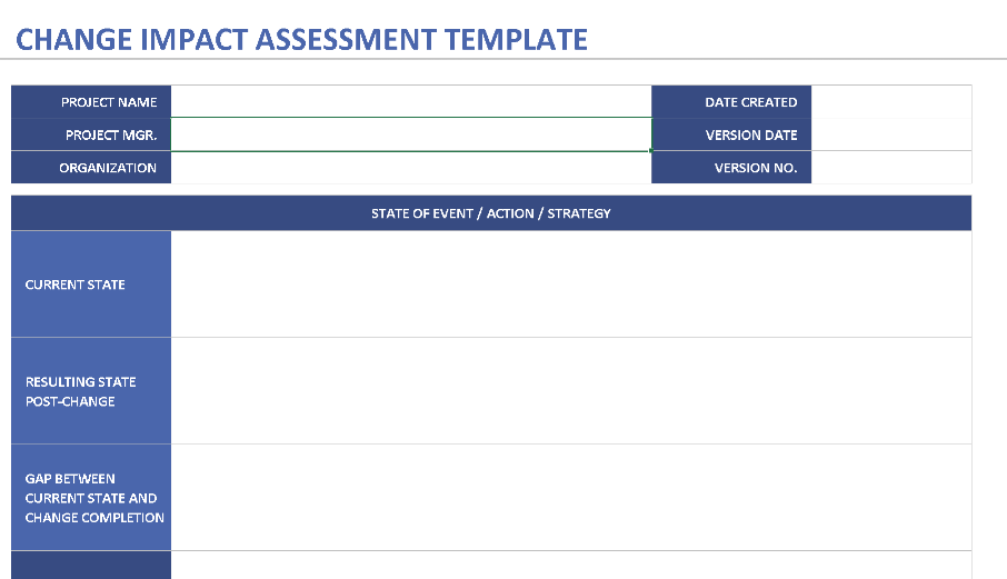 Change Impact Assessment Template – Excel Format ⭐️⭐️⭐️⭐️⭐️