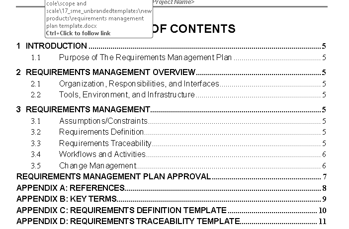 📄 Requirements Management Plan Template - Word ⭐⭐⭐⭐⭐