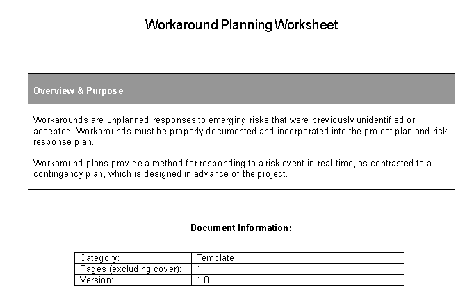 ⚠️ Risk Workaround Planning Worksheet - Word ⭐⭐⭐⭐⭐