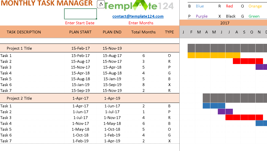 📅 MONTHLY TASK MANAGER – CONSTRUCTION SCHEDULE - Excel ⭐️⭐️⭐️⭐️⭐️
