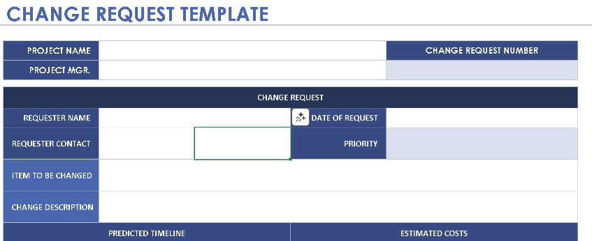 📊 CHANGE REQUEST – EXCEL ⭐️⭐️⭐️⭐️⭐️
