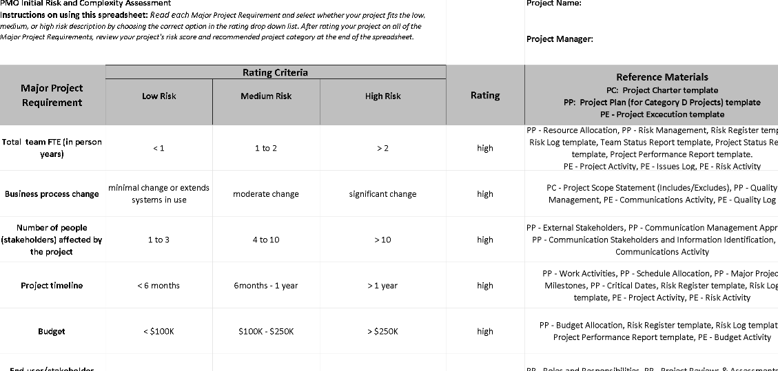 📊 INITIAL RISK AND COMPLEXITY ASSESSMENT – EXCEL ⭐️⭐️⭐️⭐️⭐️