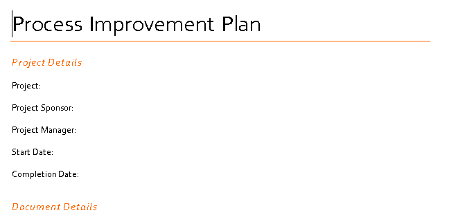 📝 PROCESS IMPROVEMENT PLAN – WORD ⭐️⭐️⭐️⭐️⭐️