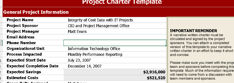 📄 PROJECT CHARTER TEMPLATE – EXCEL ⭐️⭐️⭐️⭐️⭐️