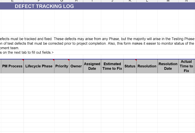 🐞 Defect Tracking Log (Excel)⭐️⭐️⭐️⭐️⭐️