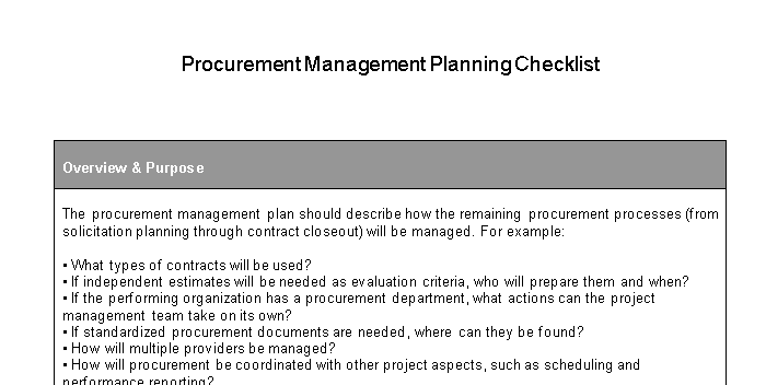 📦 Procurement Management Planning Checklist (Word) ⭐️⭐️⭐️⭐️⭐️