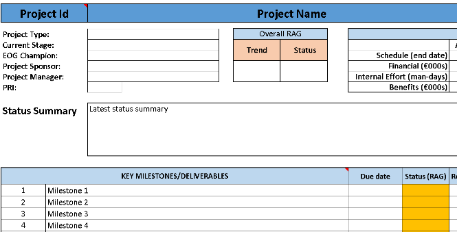📊 Project Status Report – Excel⭐️⭐️⭐️⭐️⭐️