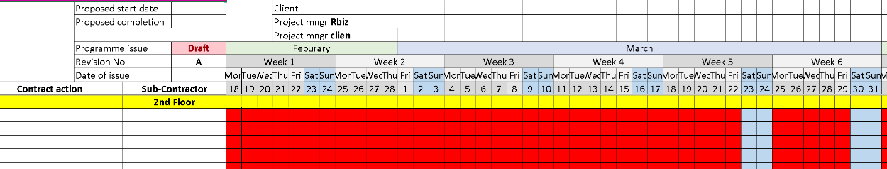 PROGRAMME OF WORKS TRACKER – EXCEL ⭐️⭐️⭐️⭐️⭐️