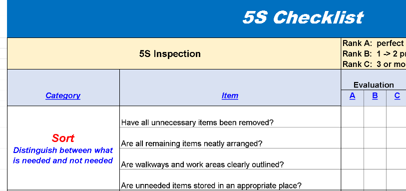 5S Template - Excel ⭐⭐⭐⭐⭐