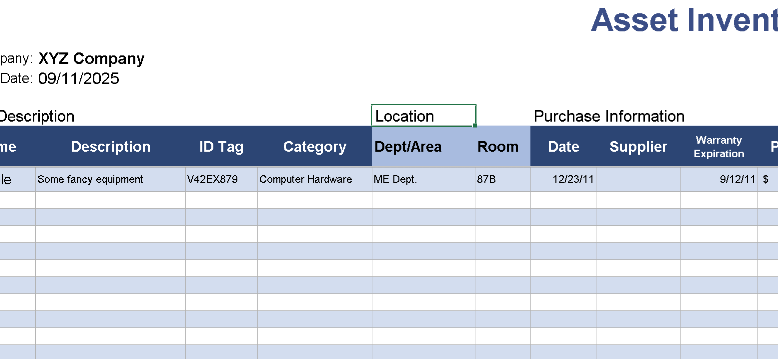 Asset Inventory Tracker – Excel ⭐⭐⭐⭐⭐