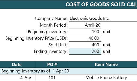 Cost of Goods Sold Calculator – Excel ⭐⭐⭐⭐⭐