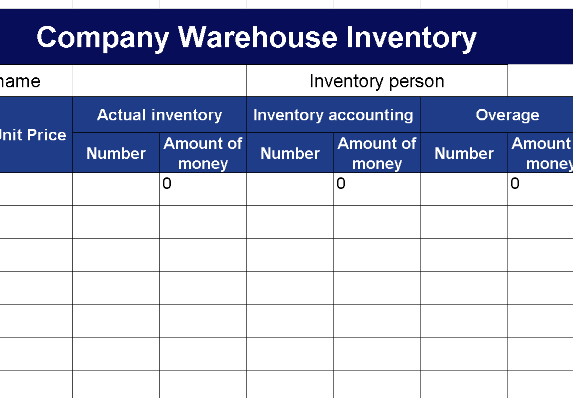 Company Warehouse Inventory – Excel ⭐⭐⭐⭐⭐