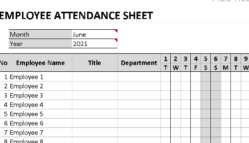 Employee Attendance Sheet (Monthly) – Excel ⭐⭐⭐⭐⭐