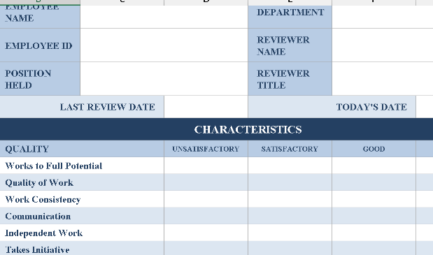 Employee Performance Review – Excel ⭐⭐⭐⭐⭐