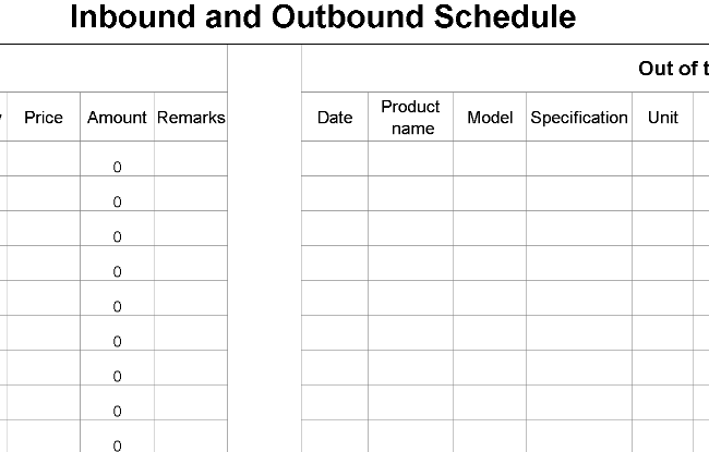 Inbound & Outbound Schedule – Excel ⭐⭐⭐⭐⭐