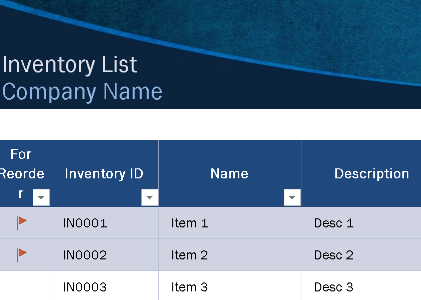 Inventory List with Highlighting – Excel ⭐⭐⭐⭐⭐