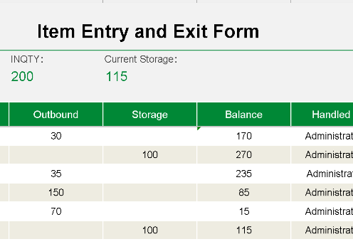 Item Entry & Exit Form – Excel ⭐⭐⭐⭐⭐