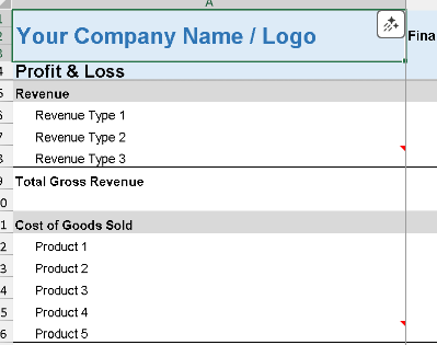 Monthly Profit & Loss Template – Excel ⭐⭐⭐⭐⭐