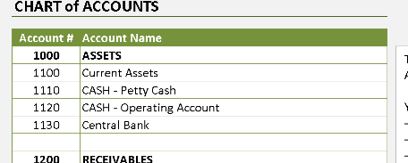 Petty Cash Template with Chart of Accounts – Excel ⭐⭐⭐⭐⭐
