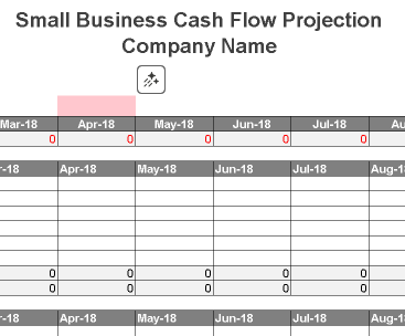 Small Business Cash Flow Projection – Excel ⭐⭐⭐⭐⭐