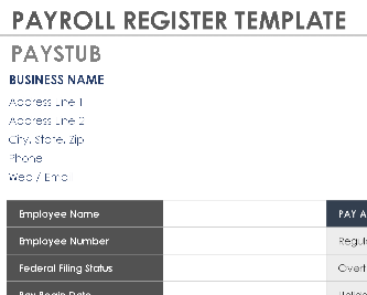 📊 PAYROLL REGISTER TEMPLATE (.XLSX) ⭐⭐⭐⭐⭐