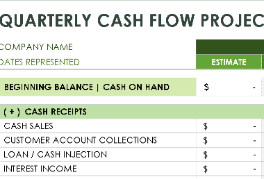 📊 QUARTERLY CASH FLOW PROJECTIONS TEMPLATE (.XLSX) ⭐⭐⭐⭐⭐