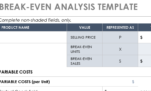 📊 BREAK-EVEN ANALYSIS TEMPLATE (.XLSX) ⭐⭐⭐⭐⭐