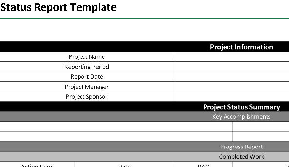📊 STATUS REPORT TEMPLATE — EXCEL VERSION 1.0 ⭐⭐⭐⭐⭐