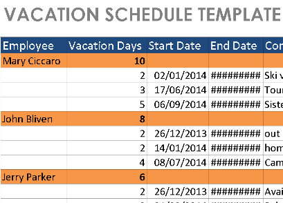 📊 VACATION SCHEDULE TEMPLATE — EXCEL VERSION 1.0 ⭐⭐⭐⭐⭐