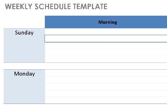 📊 WEEKLY SCHEDULE TEMPLATE — EXCEL VERSION 1.0 ⭐⭐⭐⭐⭐