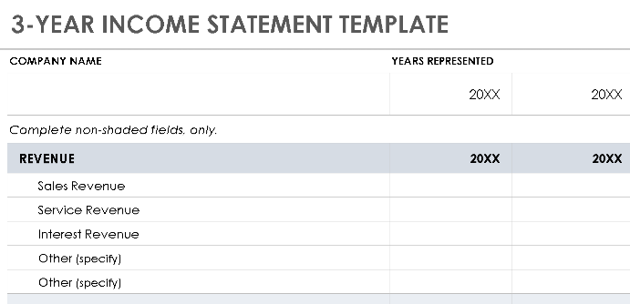 📊 3-YEAR INCOME STATEMENT TEMPLATE — EXCEL VERSION 1.0 ⭐⭐⭐⭐⭐