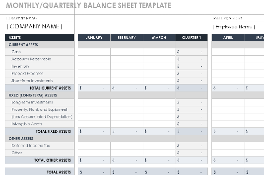📊 MONTHLY/QUARTERLY BALANCE SHEET TEMPLATE — EXCEL VERSION 1.0