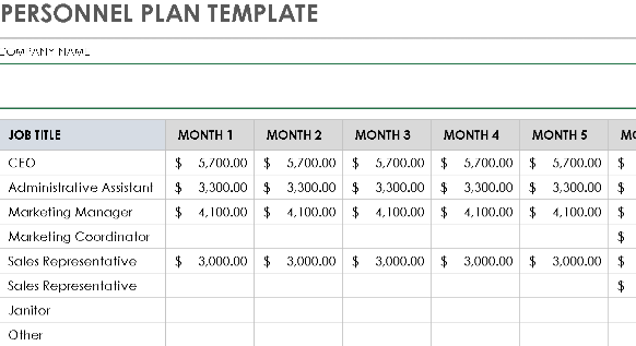 📊 PERSONNEL PLAN TEMPLATE — EXCEL VERSION 1.0 ⭐⭐⭐⭐⭐