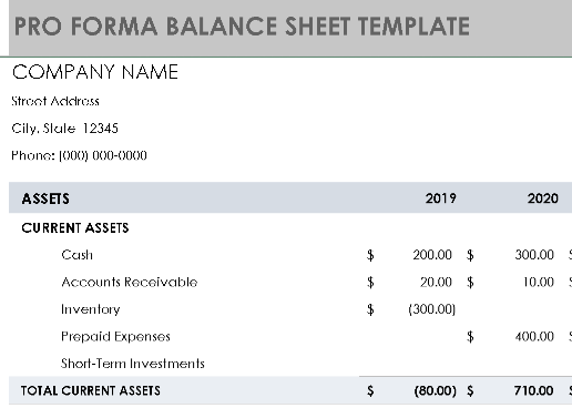 📊 PRO FORMA BALANCE SHEET TEMPLATE — EXCEL VERSION 1.0 ⭐⭐⭐⭐⭐