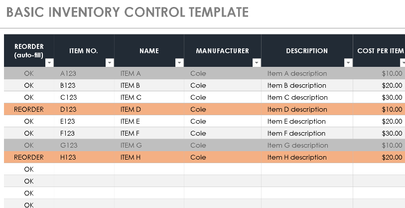 📦 BASIC INVENTORY CONTROL TEMPLATE — EXCEL VERSION 1.0 ⭐⭐⭐⭐⭐