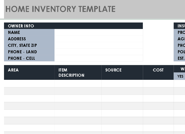🏠 HOME INVENTORY TEMPLATE — EXCEL VERSION 1.0 ⭐⭐⭐⭐⭐