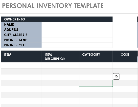 👤 PERSONAL INVENTORY TEMPLATE — EXCEL VERSION 1.0 ⭐⭐⭐⭐⭐