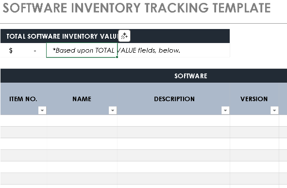 💻 SOFTWARE INVENTORY TEMPLATE — EXCEL VERSION 1.0 ⭐⭐⭐⭐⭐
