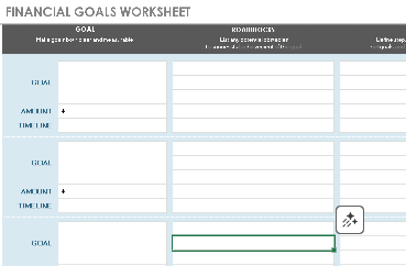 🎯 FINANCIAL GOALS WORKSHEET TEMPLATE — EXCEL VERSION 1.0 ⭐⭐⭐⭐⭐