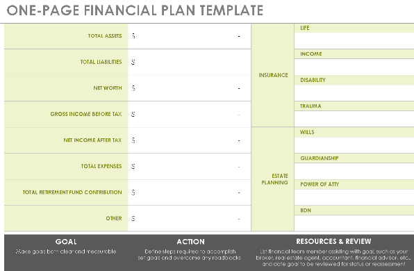 📄 ONE-PAGE FINANCIAL PLAN TEMPLATE — EXCEL VERSION 1.0 ⭐⭐⭐⭐⭐ 📊 OVERVIEW