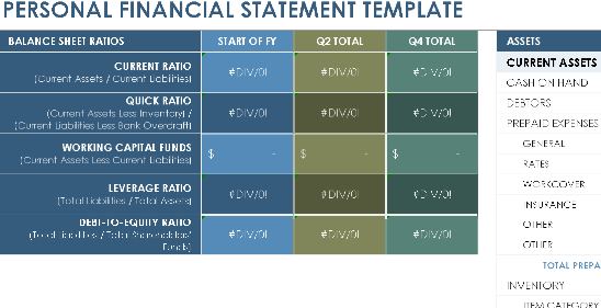 🧮 PERSONAL FINANCIAL STATEMENT TEMPLATE — EXCEL VERSION 1.0 ⭐⭐⭐⭐⭐