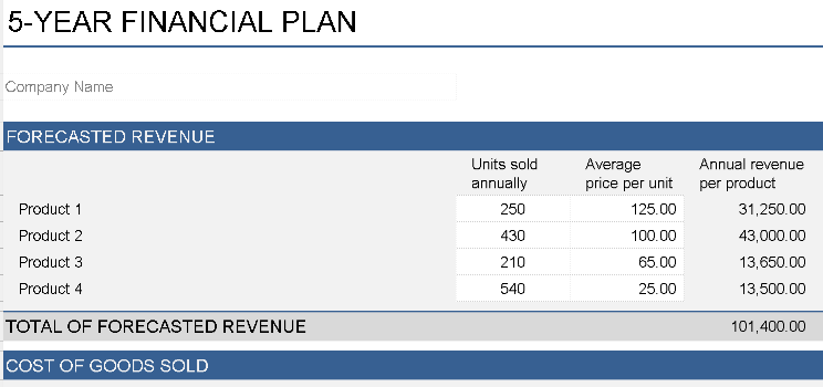 5-YEAR FINANCIAL PLAN (.xlsx) ⭐⭐⭐⭐⭐