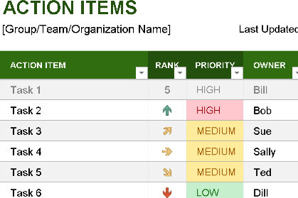 ACTION ITEMS TEMPLATE (.xlsx) ⭐⭐⭐⭐⭐