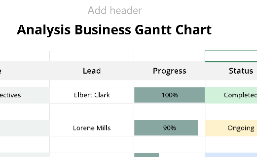 ANALYSIS BUSINESS GANTT CHART (.xlsx) ⭐⭐⭐⭐⭐