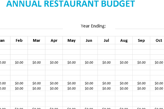 ANNUAL RESTAURANT BUDGET WORKSHEET (.xlsx) ⭐⭐⭐⭐⭐