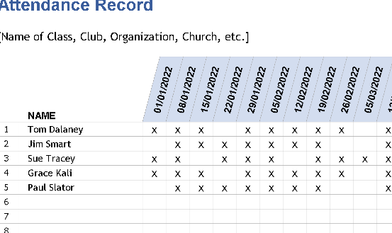 ATTENDANCE RECORD TEMPLATE (.xlsx) ⭐⭐⭐⭐⭐