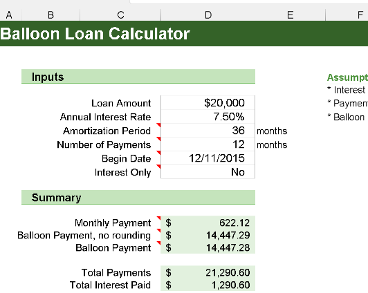 BALLOON LOAN CALCULATOR (.xlsx) ⭐⭐⭐⭐⭐
