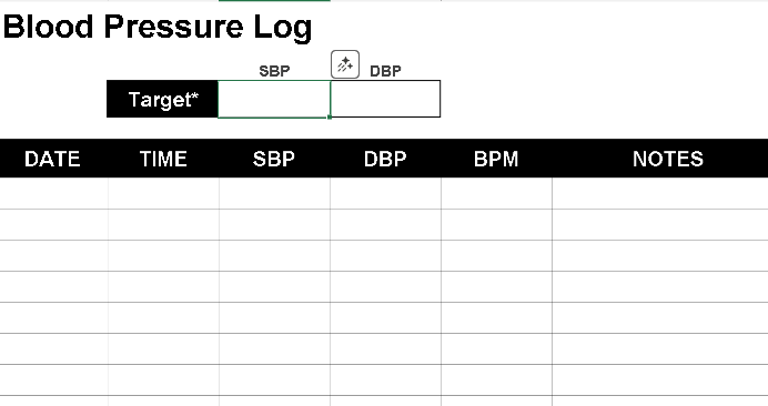🩺 BLOOD PRESSURE LOG 2 – LARGE PRINT EXCEL TEMPLATE ⭐️⭐️⭐️⭐️⭐️